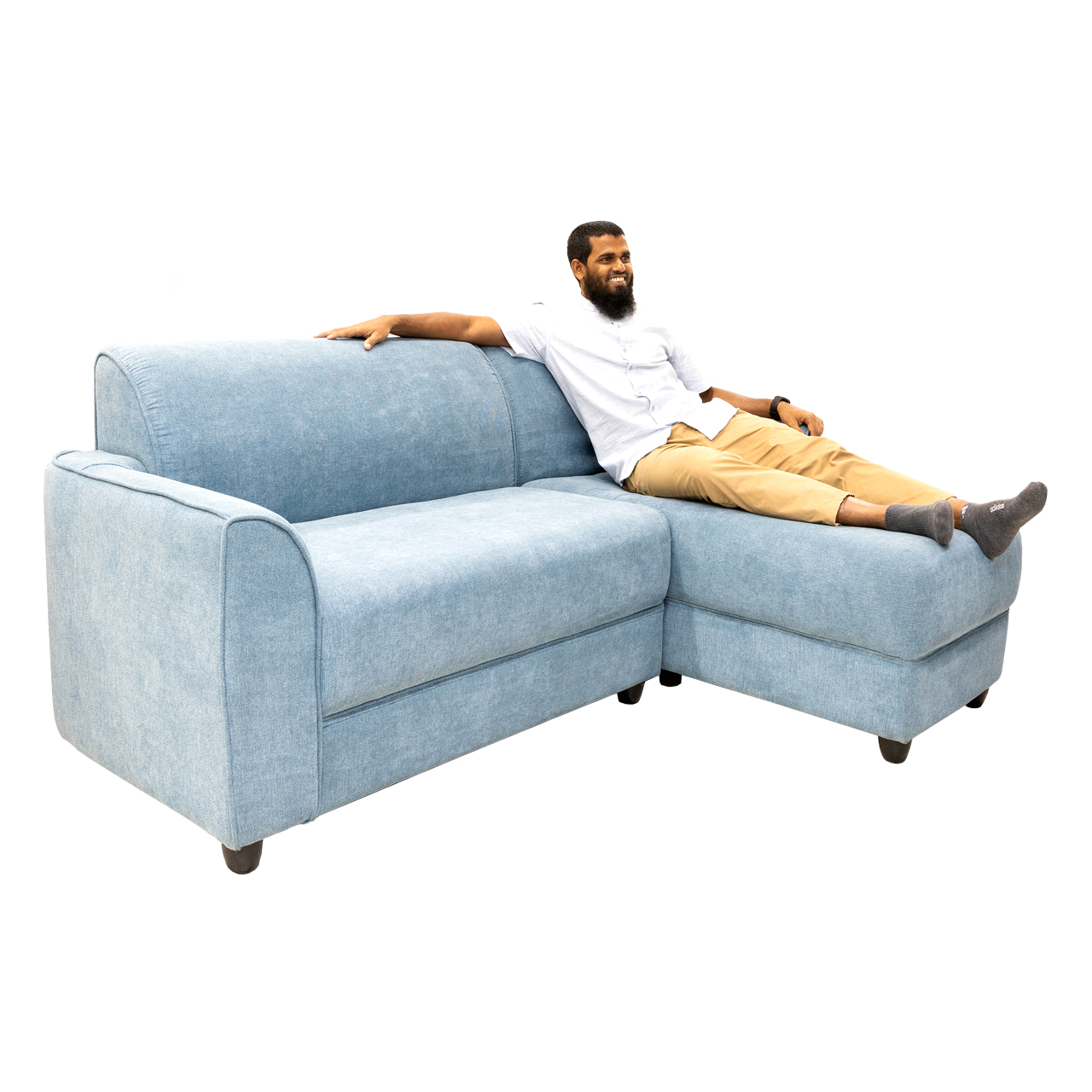 SIC03 L Shape Sofa - Round Arm (Blue)